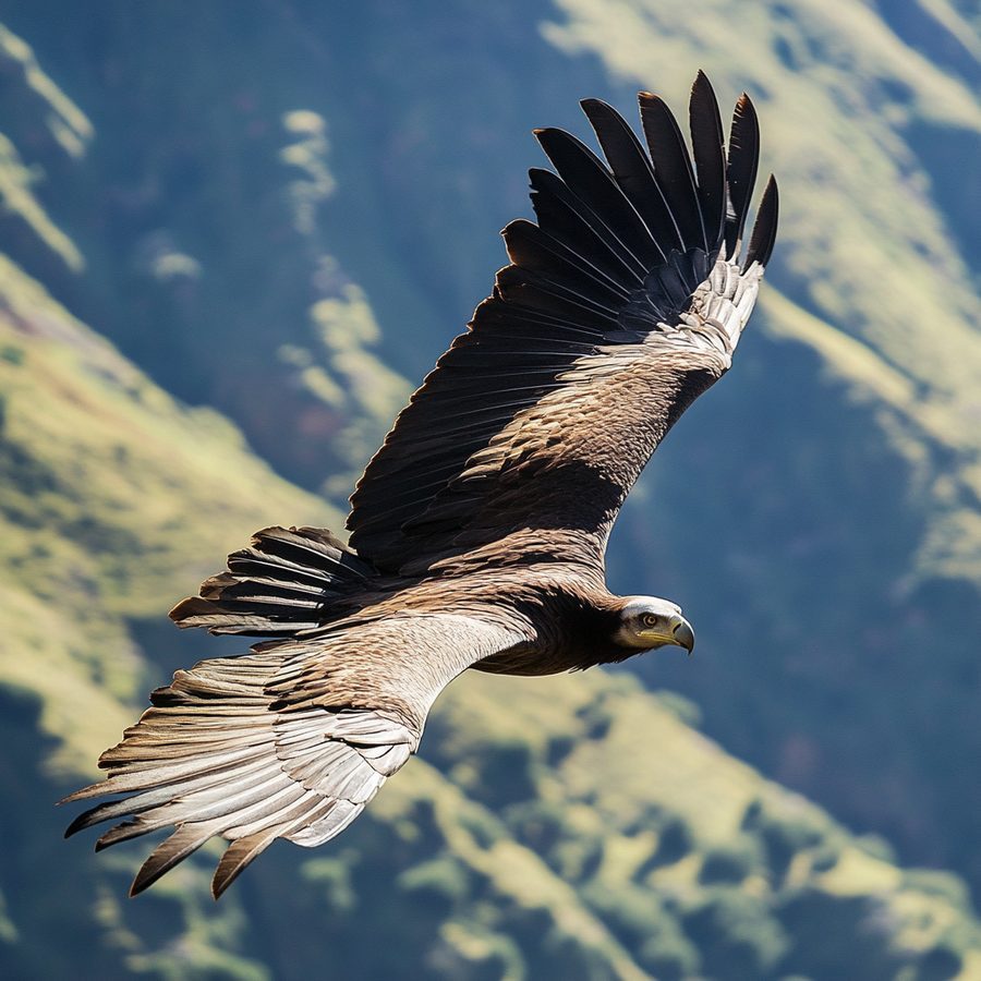Cóndor en vuelo sobre la cordillera, tratado en el azul de Bird Financial
